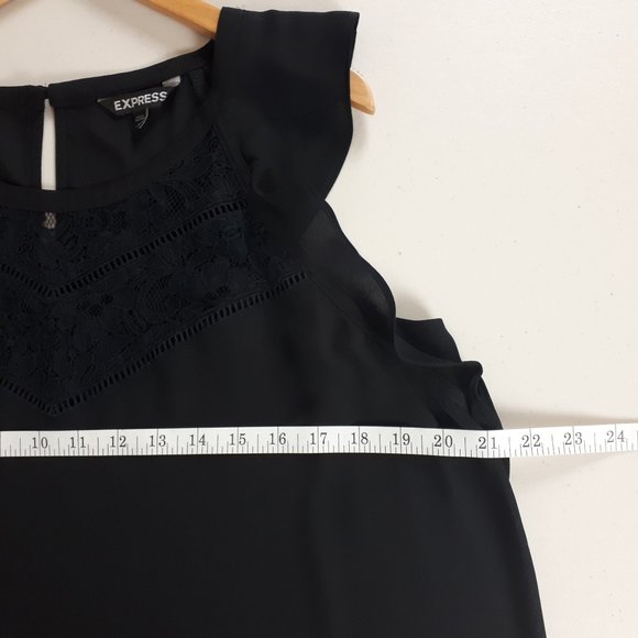 Express Black Lace Panel Cap Sleeve Blouse - Picture 5 of 10